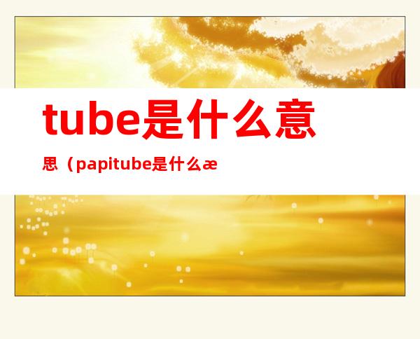 tube是什么意思（papitube是什么意思）