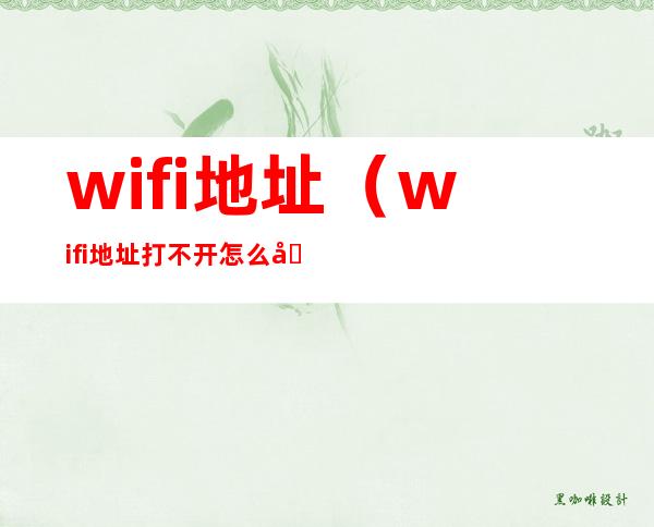 wifi地址（wifi地址打不开怎么办）