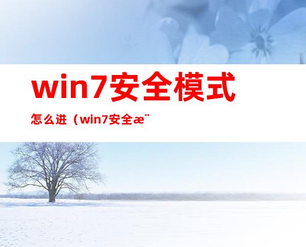 win7安全模式怎么进（win7安全模式怎么进入bios设置）