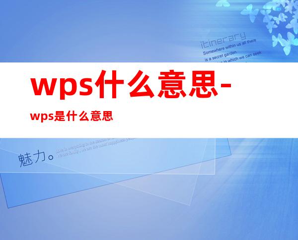 wps什么意思-wps是什么意思