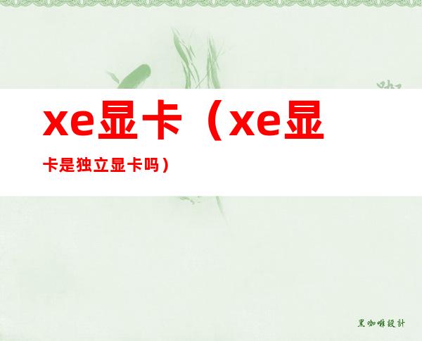 xe显卡（xe显卡是独立显卡吗）