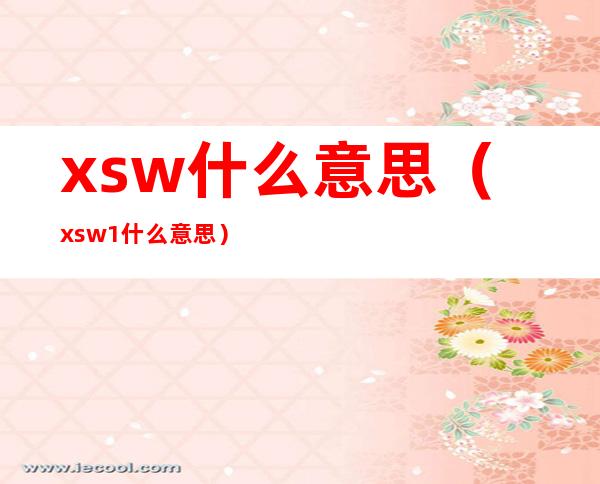 xsw什么意思（xsw1什么意思）