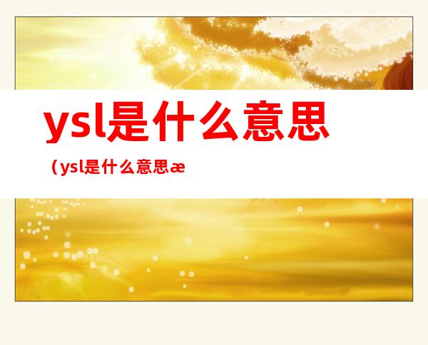 ysl是什么意思（ysl是什么意思污）